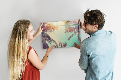 Decoratief glazen wandbord beschrijfbaar en magnetisch Zomerse herinneringen in een tropische stijl