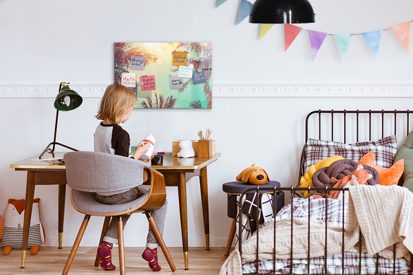 Decoratief glazen wandbord beschrijfbaar en magnetisch Zomerse herinneringen in een tropische stijl