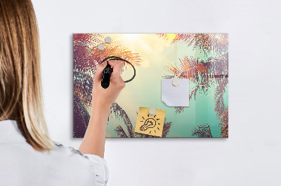 Decoratief glazen wandbord beschrijfbaar en magnetisch Zomerse herinneringen in een tropische stijl