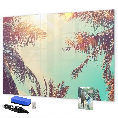 Decoratief glazen wandbord beschrijfbaar en magnetisch Zomerse herinneringen in een tropische stijl