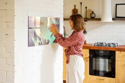 Decoratief glazen wandbord beschrijfbaar en magnetisch Zomerse herinneringen in een tropische stijl