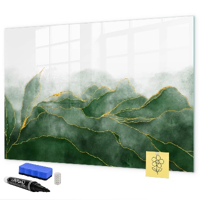 Memobord van glas met print inclusief neodymium magneten Groen bord voor foto's en notities