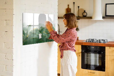 Memobord van glas met print inclusief neodymium magneten Groen bord voor foto's en notities