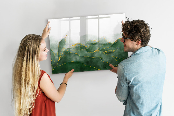 Memobord van glas met print inclusief neodymium magneten Groen bord voor foto's en notities