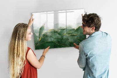 Memobord van glas met print inclusief neodymium magneten Groen bord voor foto's en notities