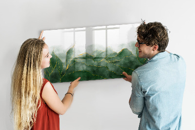 Memobord van glas met print inclusief neodymium magneten Groen bord voor foto's en notities