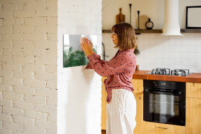 Memobord van glas met print inclusief neodymium magneten Groen bord voor foto's en notities