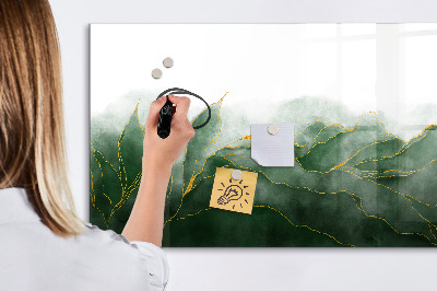Memobord van glas met print inclusief neodymium magneten Groen bord voor foto's en notities