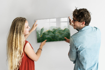 Memobord van glas met print inclusief neodymium magneten Groen bord voor foto's en notities