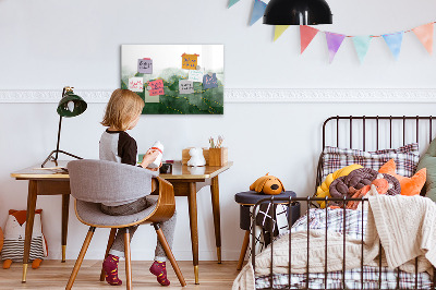 Memobord van glas met print inclusief neodymium magneten Groen bord voor foto's en notities