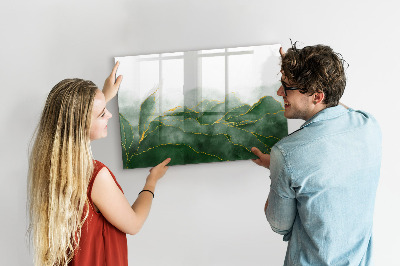 Memobord van glas met print inclusief neodymium magneten Groen bord voor foto's en notities