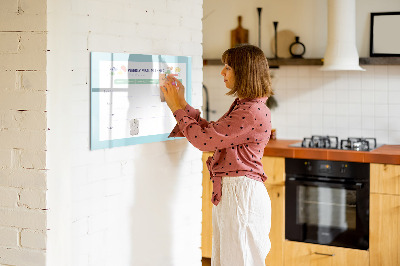 Memobord van glas met print inclusief neodymium magneten Maaltijdplanner voor elke week