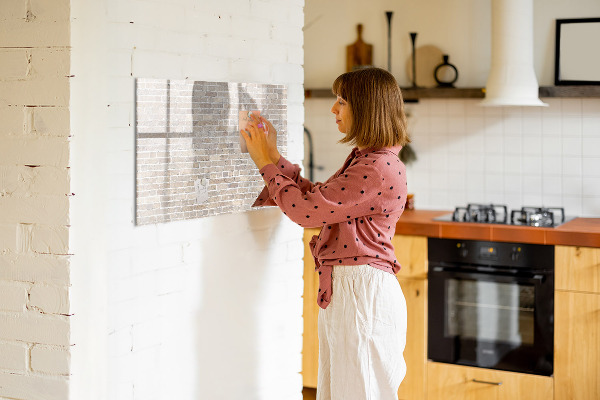 Decoratief glazen wandbord beschrijfbaar en magnetisch Modern fotodisplaybord