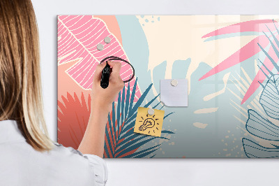 Decoratief glazen wandbord beschrijfbaar en magnetisch Een kleurrijk prikbord voor notities en foto's