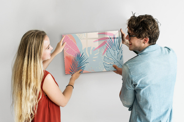 Decoratief glazen wandbord beschrijfbaar en magnetisch Een kleurrijk prikbord voor notities en foto's