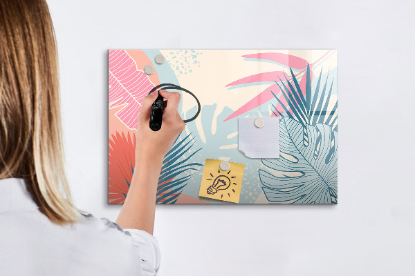 Decoratief glazen wandbord beschrijfbaar en magnetisch Een kleurrijk prikbord voor notities en foto's
