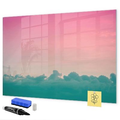Decoratief glazen wandbord beschrijfbaar en magnetisch Een kleurrijk prikbord voor notities en foto's