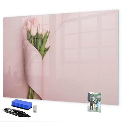 Decoratief glazen wandbord beschrijfbaar en magnetisch Een creatieve ruimte voor herinneringen en notities