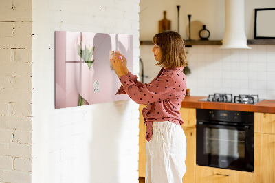 Decoratief glazen wandbord beschrijfbaar en magnetisch Een creatieve ruimte voor herinneringen en notities