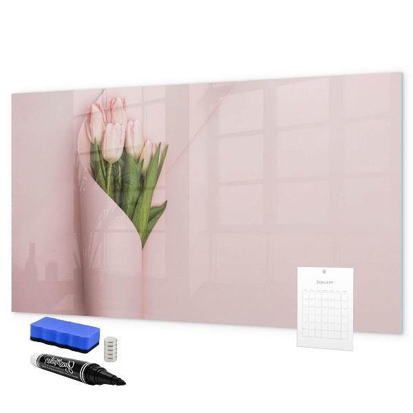 Decoratief glazen wandbord beschrijfbaar en magnetisch Een creatieve ruimte voor herinneringen en notities