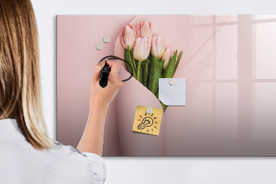 Decoratief glazen wandbord beschrijfbaar en magnetisch Een creatieve ruimte voor herinneringen en notities