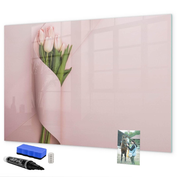 Decoratief glazen wandbord beschrijfbaar en magnetisch Een creatieve ruimte voor herinneringen en notities