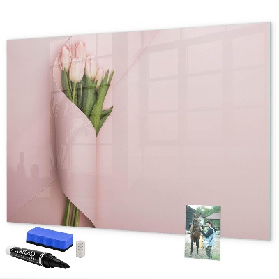 Decoratief glazen wandbord beschrijfbaar en magnetisch Een creatieve ruimte voor herinneringen en notities