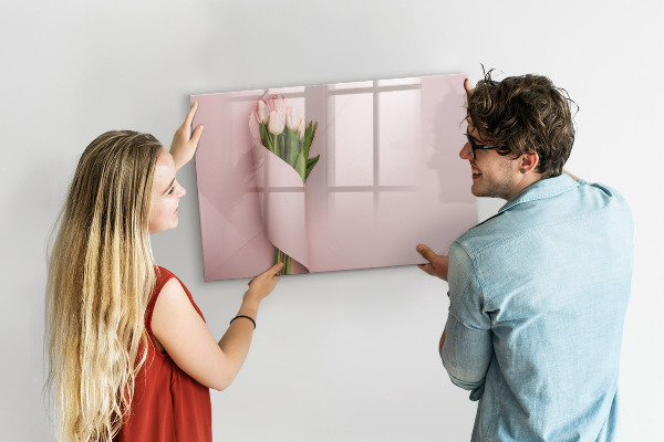 Decoratief glazen wandbord beschrijfbaar en magnetisch Een creatieve ruimte voor herinneringen en notities
