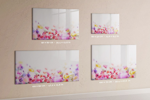 Memobord van glas met print inclusief neodymium magneten Bloemenbord voor foto's en notities