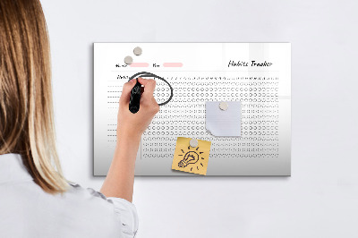 Memobord van glas met print inclusief neodymium magneten Gewoonteregistratie met een moderne twist