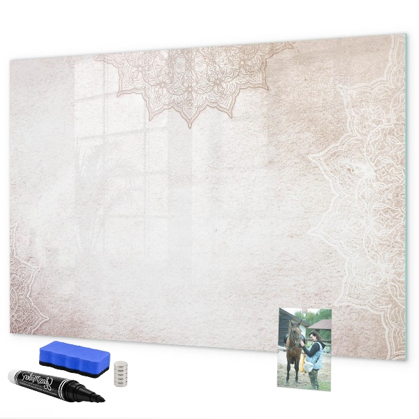 Decoratief glazen wandbord beschrijfbaar en magnetisch Notitie- en fotobord