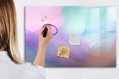 Decoratief glazen wandbord beschrijfbaar en magnetisch Een kleurrijk prikbord voor foto's en notities