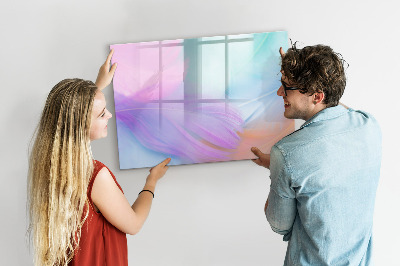 Decoratief glazen wandbord beschrijfbaar en magnetisch Een kleurrijk prikbord voor foto's en notities