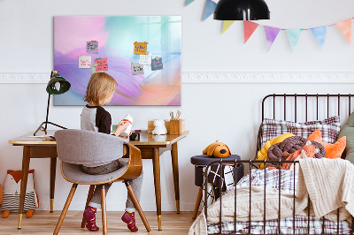Decoratief glazen wandbord beschrijfbaar en magnetisch Een kleurrijk prikbord voor foto's en notities
