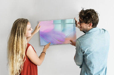 Decoratief glazen wandbord beschrijfbaar en magnetisch Een kleurrijk prikbord voor foto's en notities