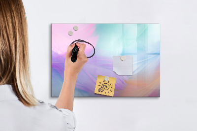 Decoratief glazen wandbord beschrijfbaar en magnetisch Een kleurrijk prikbord voor foto's en notities