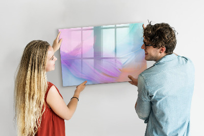Decoratief glazen wandbord beschrijfbaar en magnetisch Een kleurrijk prikbord voor foto's en notities