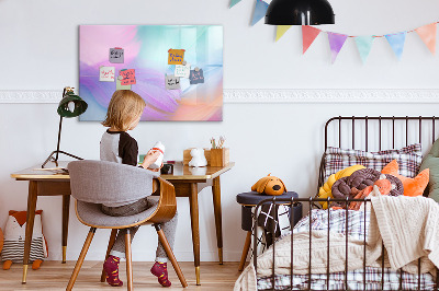 Decoratief glazen wandbord beschrijfbaar en magnetisch Een kleurrijk prikbord voor foto's en notities