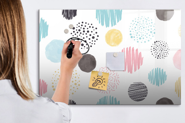 Decoratief glazen wandbord beschrijfbaar en magnetisch Een kleurrijk bord voor herinneringen en notities
