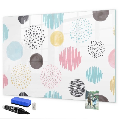 Decoratief glazen wandbord beschrijfbaar en magnetisch Een kleurrijk bord voor herinneringen en notities