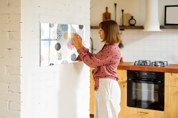 Decoratief glazen wandbord beschrijfbaar en magnetisch Een kleurrijk bord voor herinneringen en notities