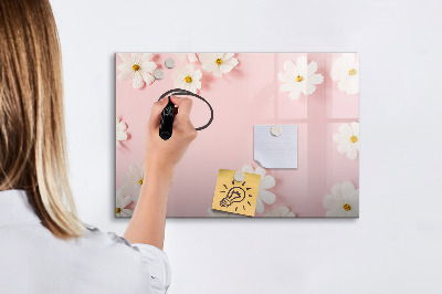 Memobord van glas met print inclusief neodymium magneten Bloemenmotief voor fotopresentatie