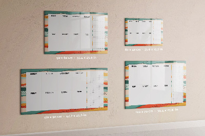 Decoratief glazen wandbord beschrijfbaar en magnetisch Weekplanner met ruimte voor foto's