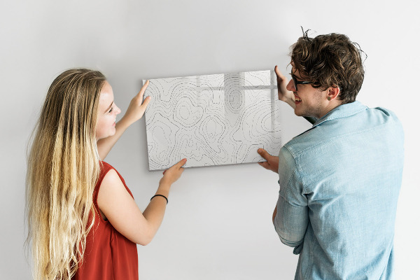 Decoratief glazen wandbord beschrijfbaar en magnetisch Modern fotodisplaybord