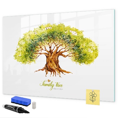 Memobord van glas met print inclusief neodymium magneten Stamboom met ruimte voor foto's