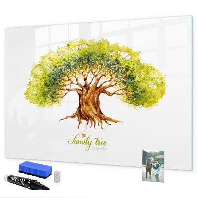 Memobord van glas met print inclusief neodymium magneten Stamboom met ruimte voor foto's