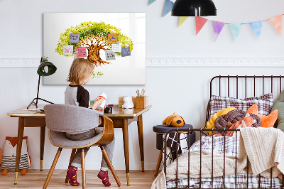 Memobord van glas met print inclusief neodymium magneten Stamboom met ruimte voor foto's