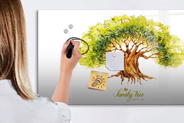 Memobord van glas met print inclusief neodymium magneten Stamboom met ruimte voor foto's