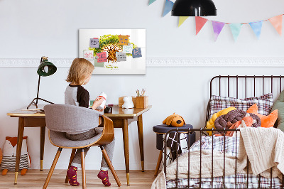 Memobord van glas met print inclusief neodymium magneten Stamboom met ruimte voor foto's