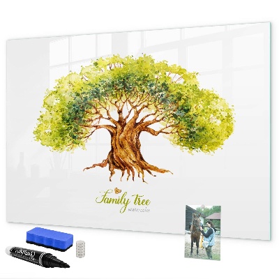 Memobord van glas met print inclusief neodymium magneten Stamboom met ruimte voor foto's